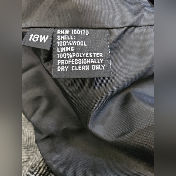 Vintage - Wool Allen Solly Black Herringbone Zip Jacket - Size 18W - Picture 7 of 7